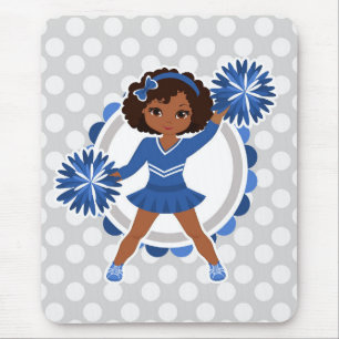 Blue Cheerleader African American - Cute Cheer Mouse Mat