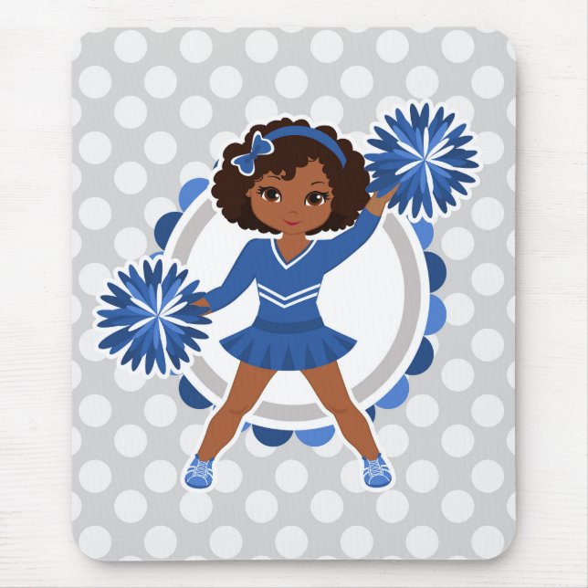 Blue Cheerleader African American  - Cute Cheer Mouse Mat (Front)