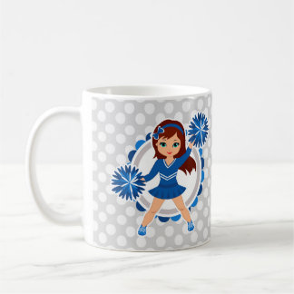 Blue Cheerleader Brunette - Cute Cheer Coffee Mug