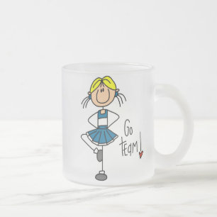 Blue Cheerleader Frosted Glass Coffee Mug