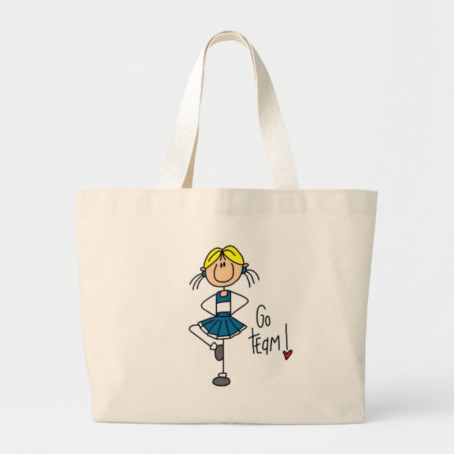 Blue Cheerleader Large Tote Bag (Front)