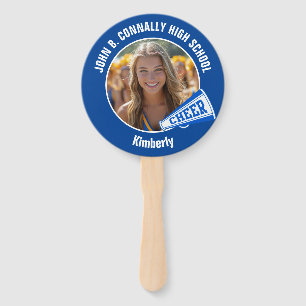 Blue Cheerleader Photo High School Parent Hand Fan