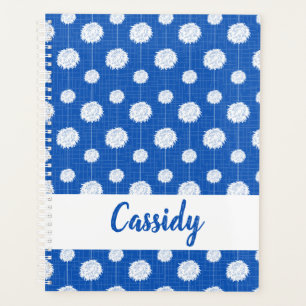 Blue Cheerleader Pom Pom Pattern Planner