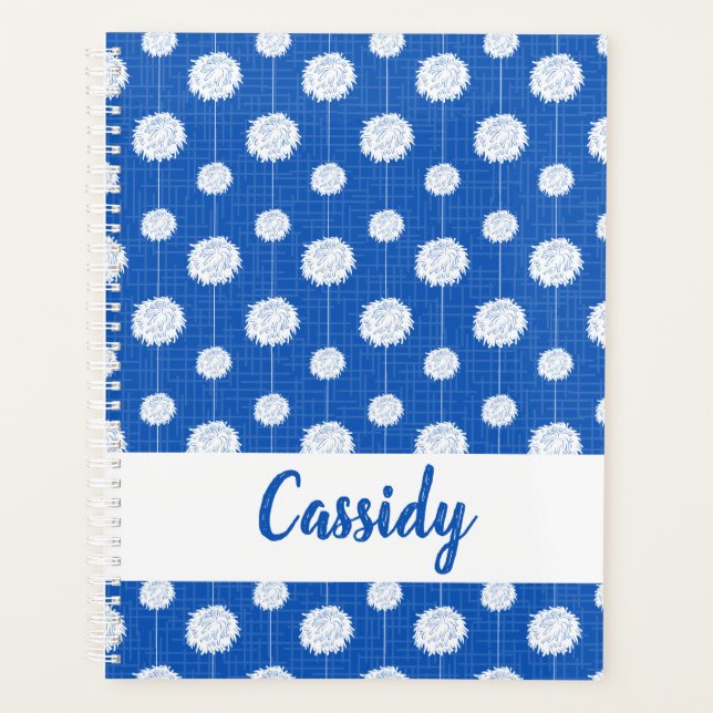 Blue Cheerleader Pom Pom Pattern Planner (Front)