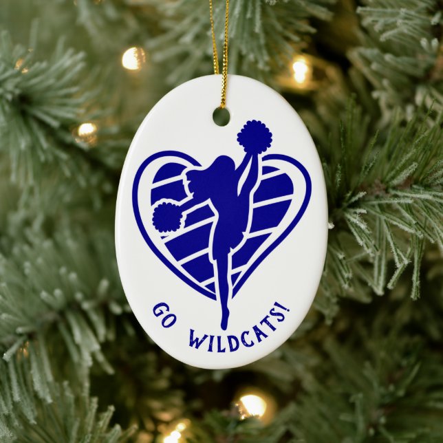 Blue Cheerleader Team Name Ceramic Tree Decoration (Tree)