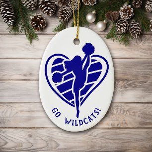 Blue Cheerleader Team Name Ceramic Tree Decoration