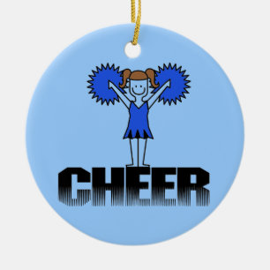 Blue Cheerleading T-shirts and Gifts Ceramic Tree Decoration
