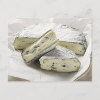 Blue cheese with pieces cut on paper