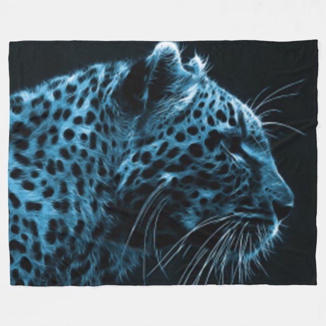 BLUE CHEETAH FLEECE BLANKET (Front (Horizontal))