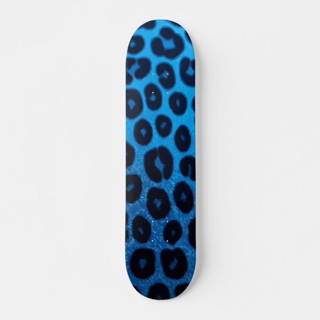 Blue Cheetah Print Bold Design Skateboard (Front)
