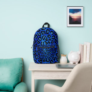 Blue Cheetah Print Printed Backpack