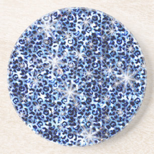 Blue Cheetah Sparkles Coaster