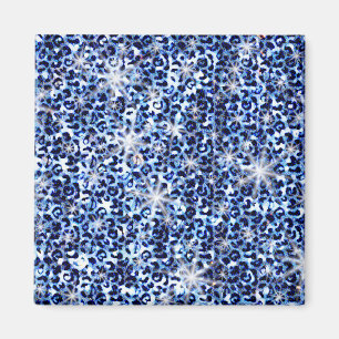 Blue Cheetah Sparkles Magnet
