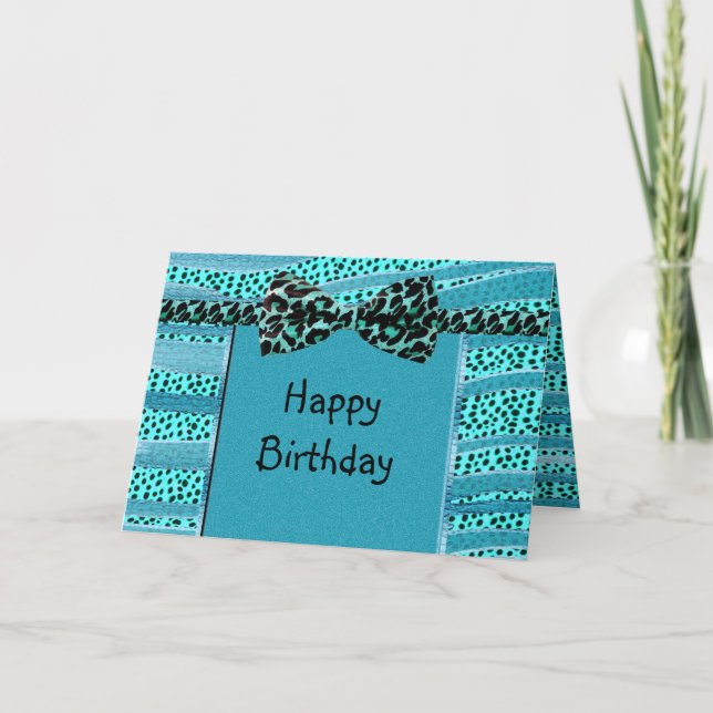 Blue Cheetah Sweet Sixteen Zebra Stripes Invitation (Front)