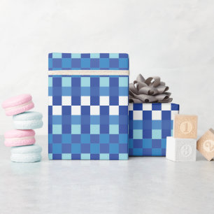 Blue Chequerboard Cute Modern Wrapping Paper