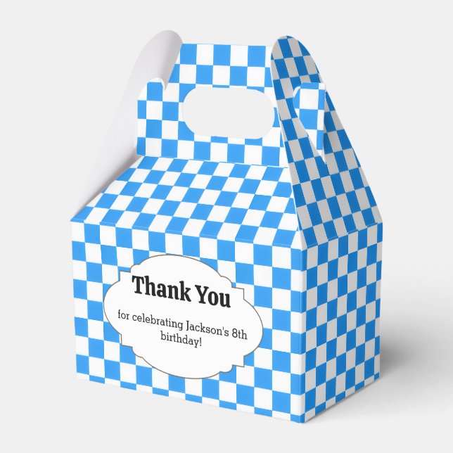 Blue Chequerboard Gable Favour Box (Front Side)