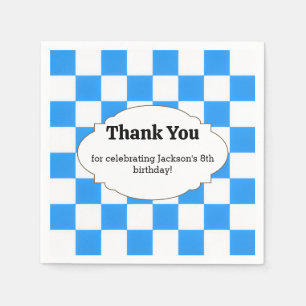 Blue Chequerboard Party Napkins 