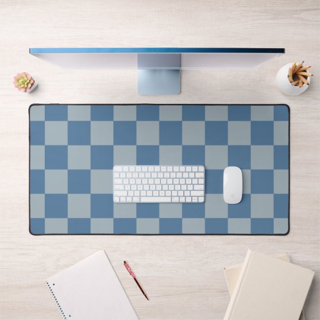 Blue Chequerboard Pattern Desk Mat (Office 1)