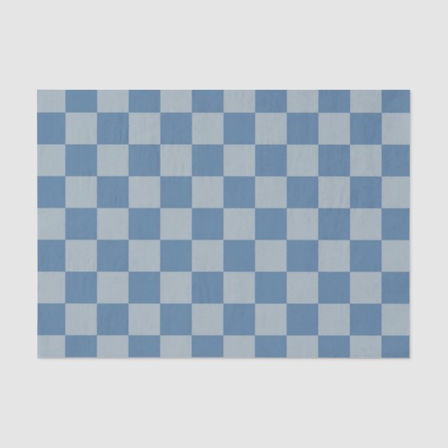 Blue Chequerboard Pattern Tissue Paper (Front)