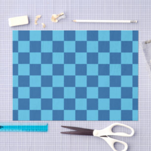 Blue Chequerboard Pattern Tissue Paper