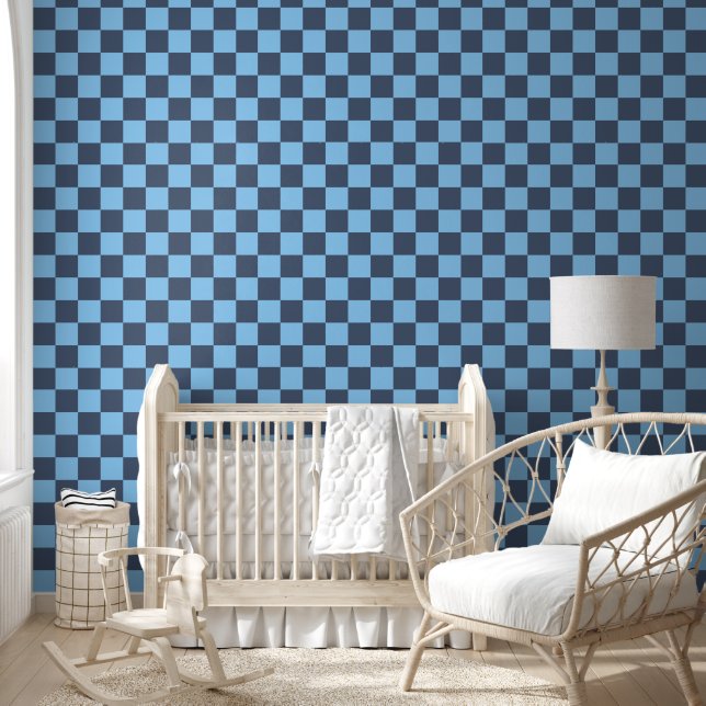 Blue Chequerboard Wallpaper (Kids)