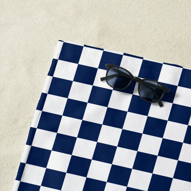 Blue Chequered Beach Towel (In Situ)