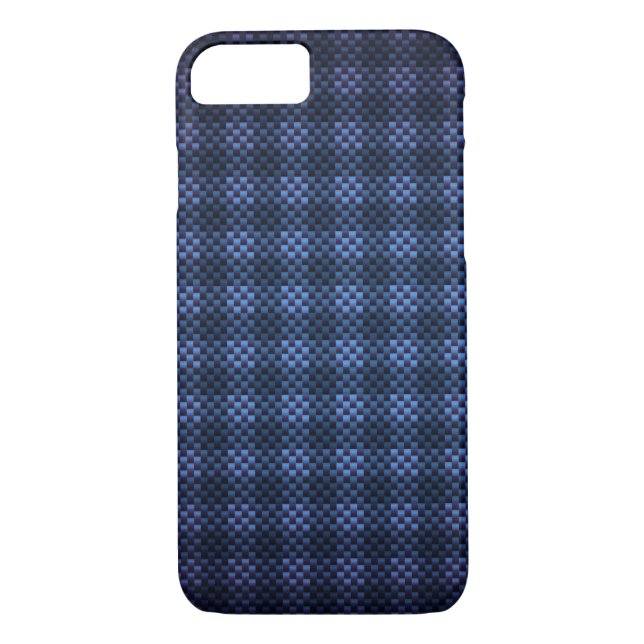 Blue chequered carbon fibre patterned Case-Mate iPhone case (Back)