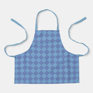 Blue Chequered Diamond Pattern Apron