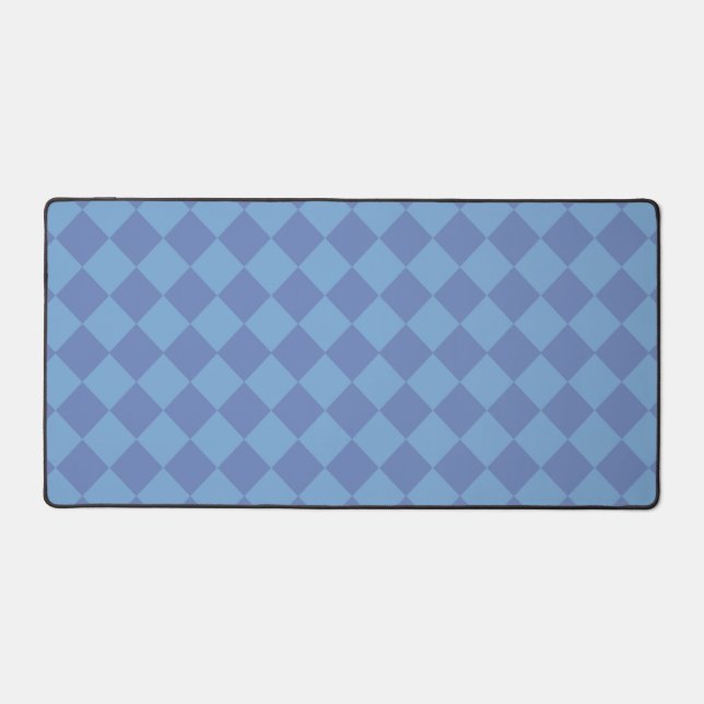 Blue Chequered Diamond Pattern  Desk Mat (Front)