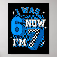 Blue Chequered I was 6 Im 7 Funny 67 Birthday Boy
