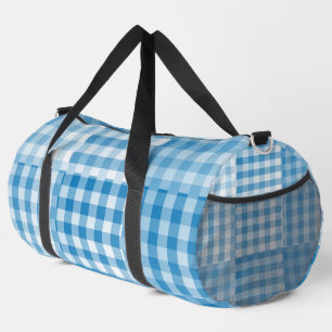 Blue Chequered Patchwork Pattern Large Duffle Bag