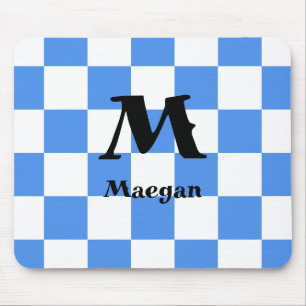Blue Chequered Pattern Background Mousepad
