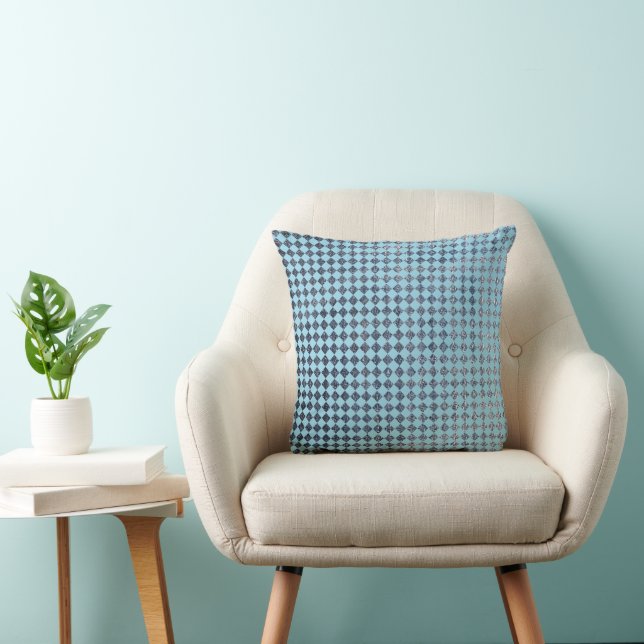 Blue Chequered Pattern Cushion (Chair)