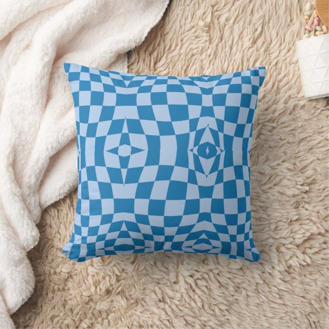 Blue Chequered Pattern Cushion (Blanket)