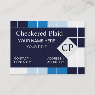 Blue Chequered Plaid Pattern Business Card