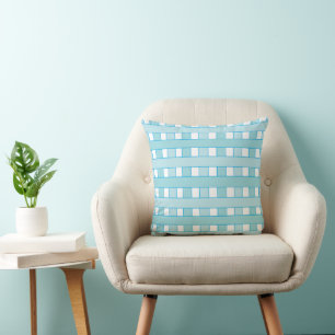 Blue Chequered Plaid Pattern Cushion