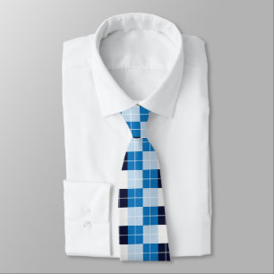 Blue Chequered Plaid Pattern Tie
