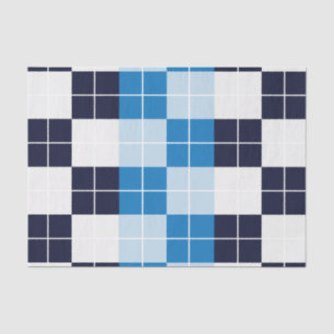Blue Chequered Plaid Pattern Tissue Paper