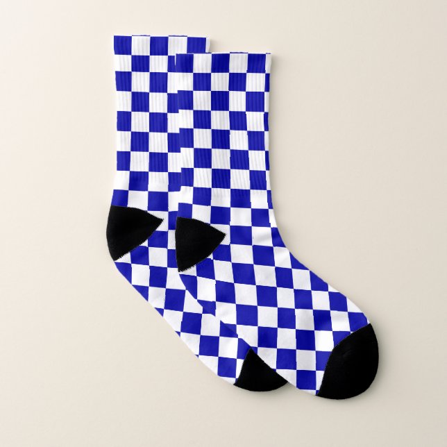 Blue Chequered Socks (Pair)
