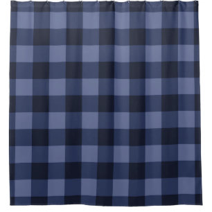 Blue Chequered Squares Plaid Shower Curtain