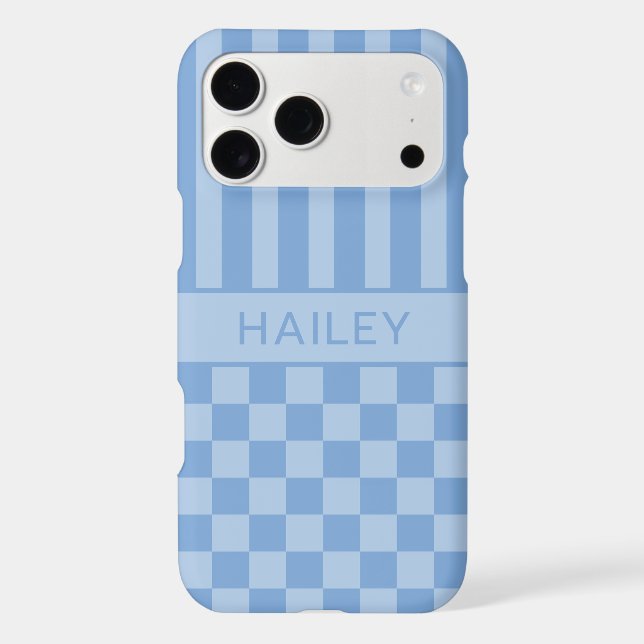 Blue Chequered Striped Personalised (Back)