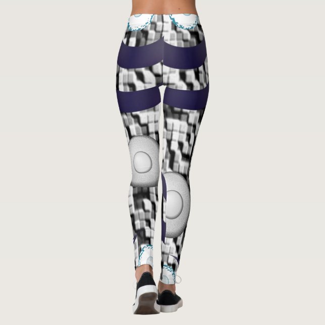 blue chequered white leggings teenager (Back)