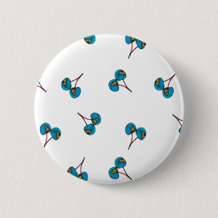 Blue Cherry Pattern 6 Cm Round Badge