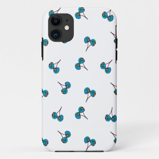 Blue Cherry Pattern Case-Mate iPhone Case (Back)