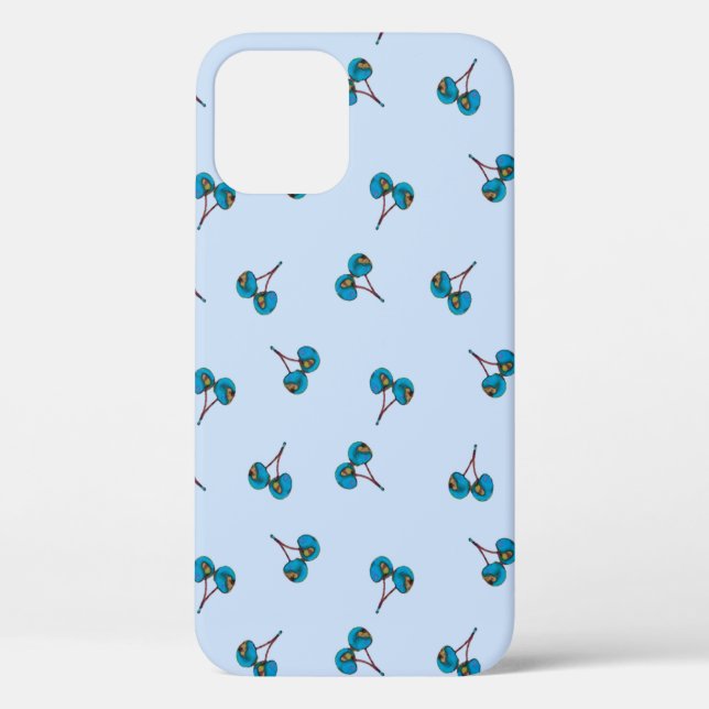 Blue Cherry Pattern Case-Mate iPhone Case (Back)