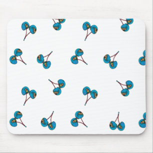 Blue Cherry Pattern Mouse Mat