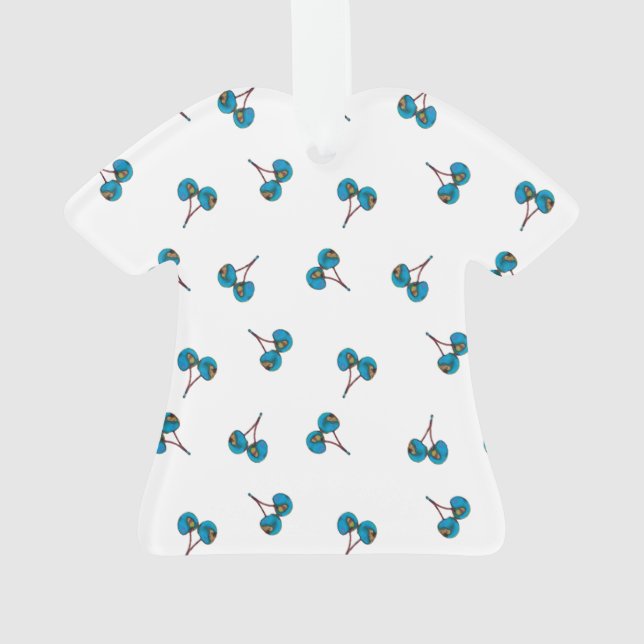 Blue Cherry Pattern Ornament (Back)