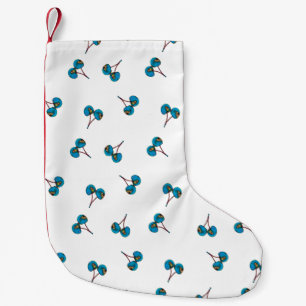 Blue Cherry Pattern Small Christmas Stocking