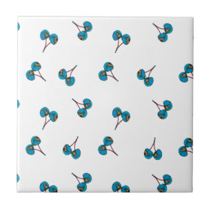 Blue Cherry Pattern Tile