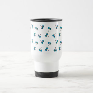 Blue Cherry Pattern Travel Mug